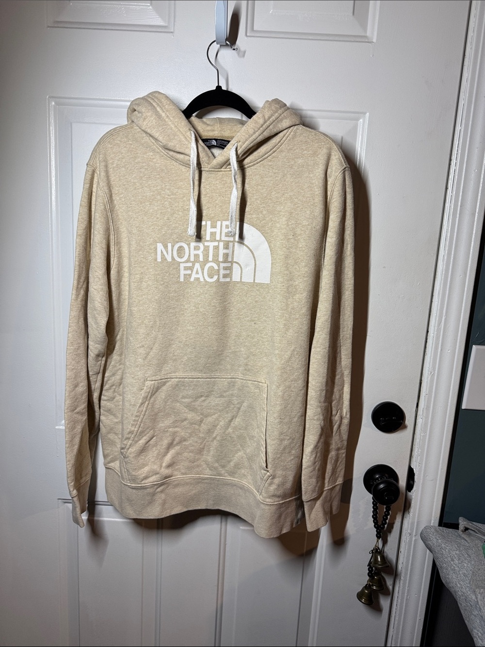 The North Face Men's Tan Pullover Hoodie with White Logo